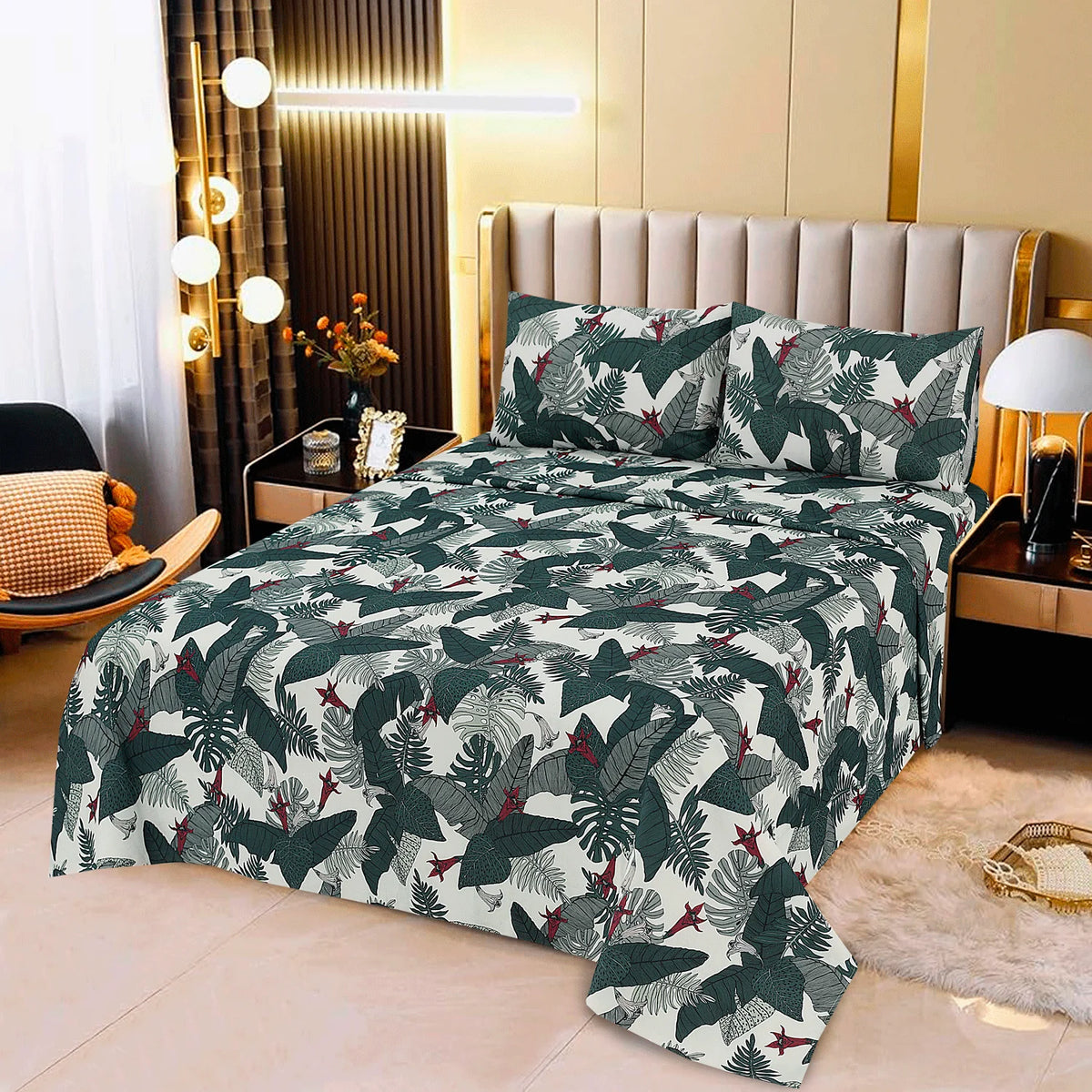 3 Pcs Cotton King Size Bedsheet