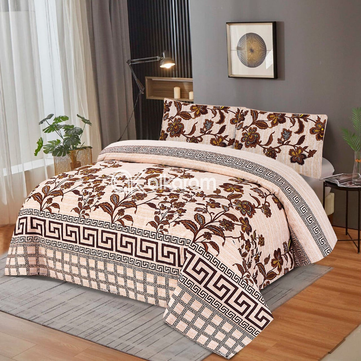 3 Pcs Cotton King Size Bedsheet