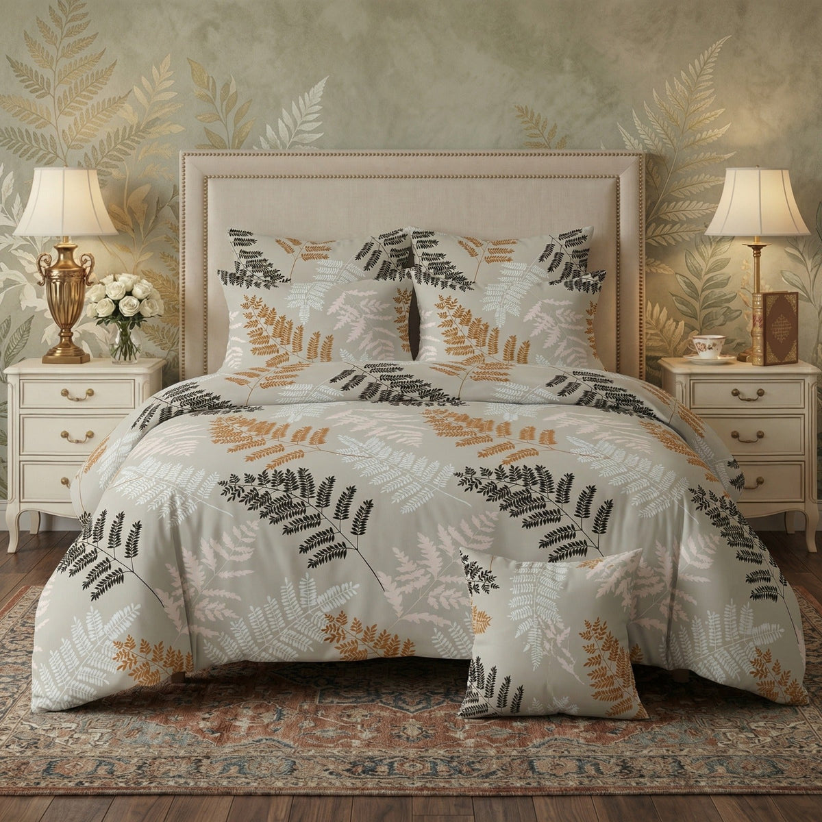 FERN LEAF Comforter Set- 7 Pcs - Aspire Bedding