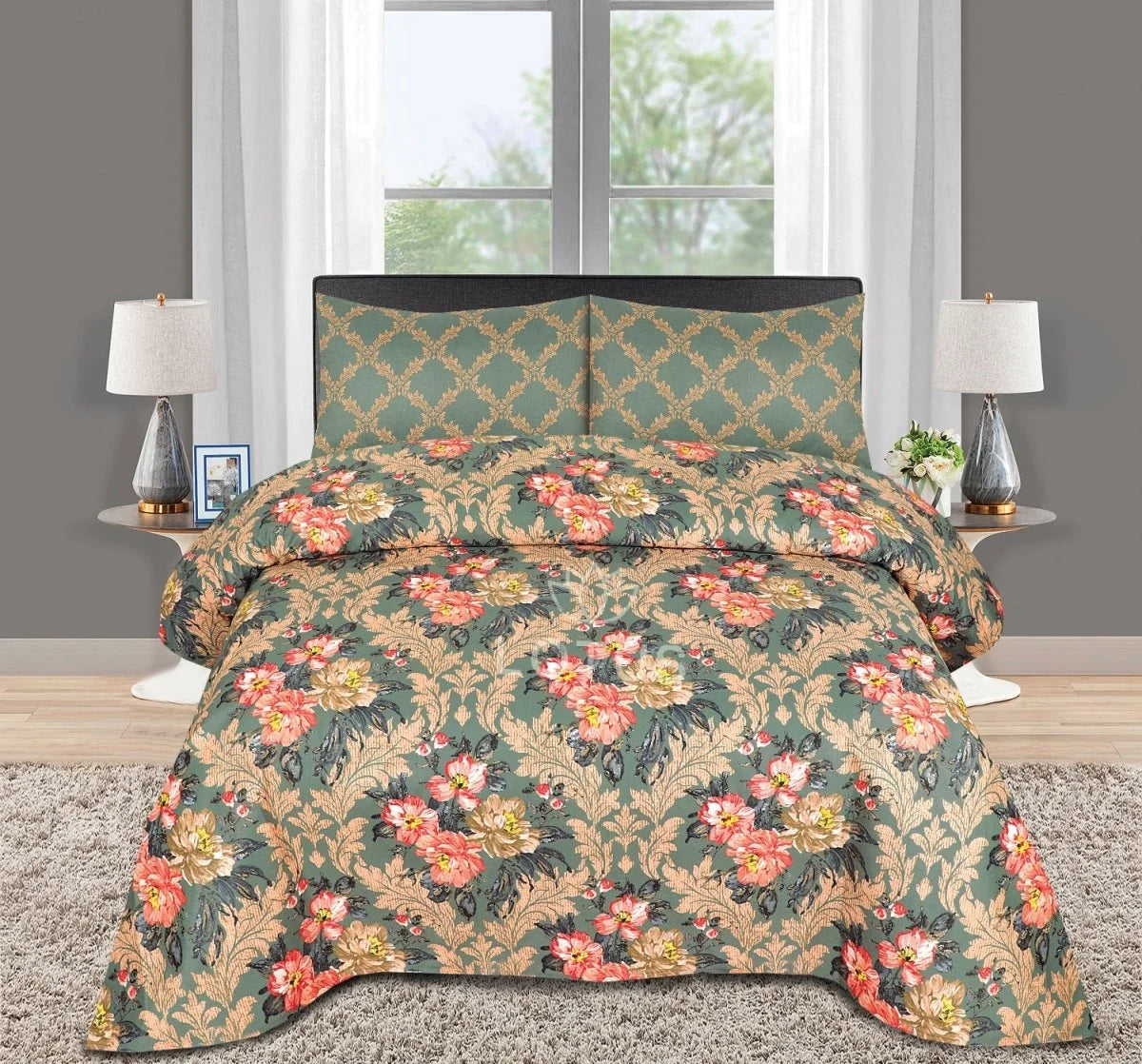 3 Pcs Cotton King Size Bedsheet
