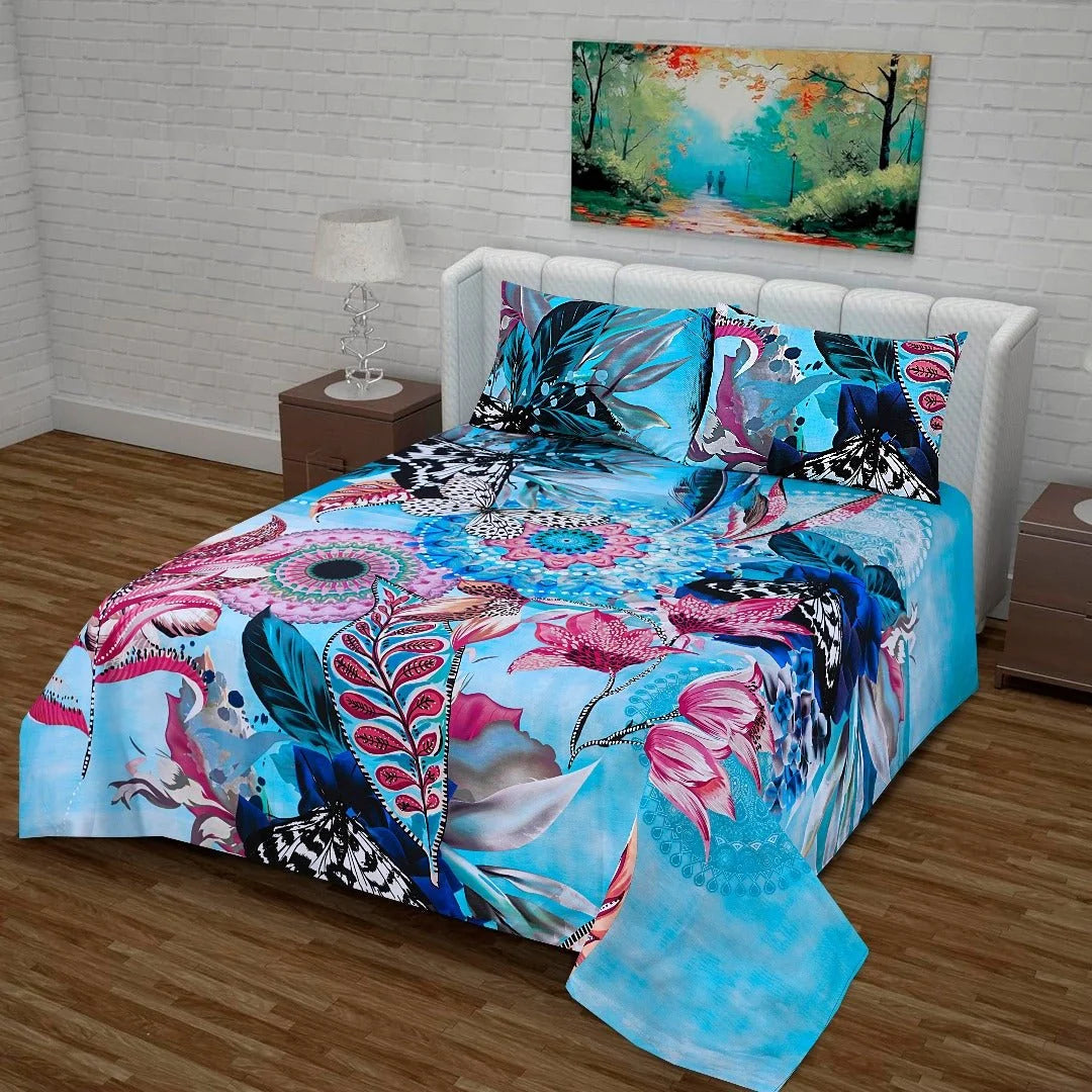 3 Pcs Cotton King Size Bedsheet