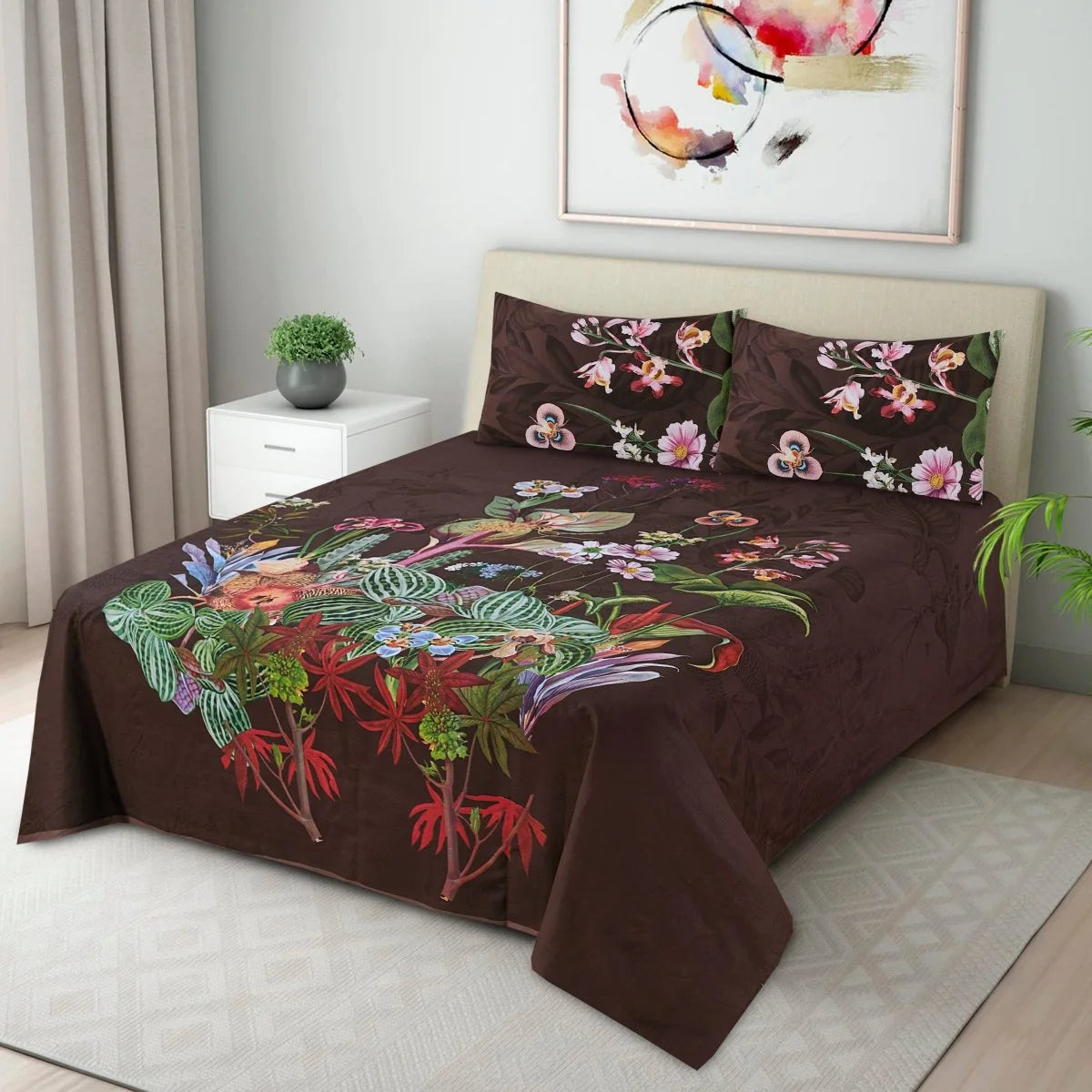 3 Pcs Cotton King Size Bedsheet