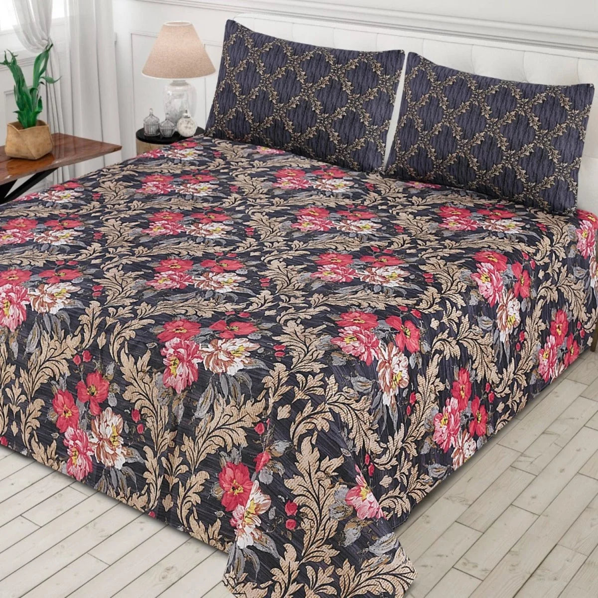3 Pcs Cotton King Size Bedsheet