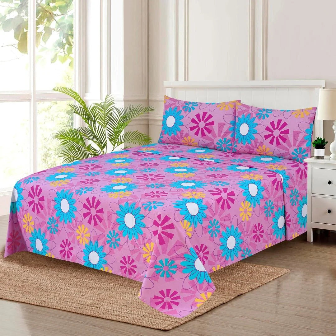 3 Pcs Cotton King Size Bedsheet
