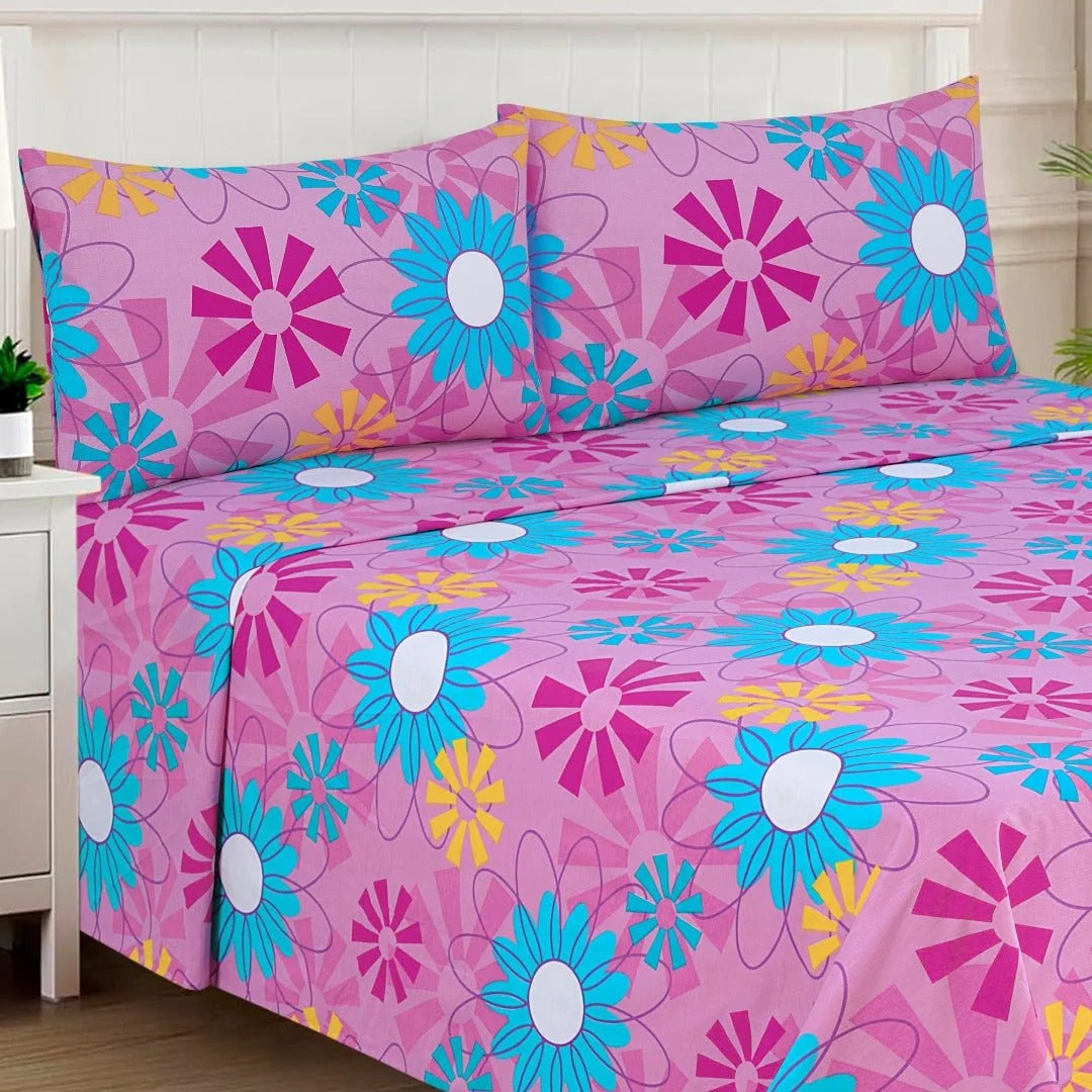 3 Pcs Cotton King Size Bedsheet
