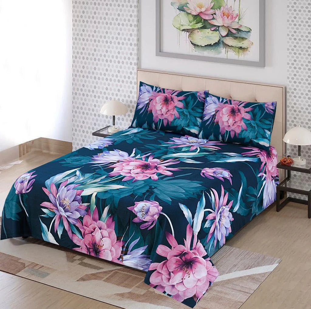 3 Pcs Cotton King Size Bedsheet