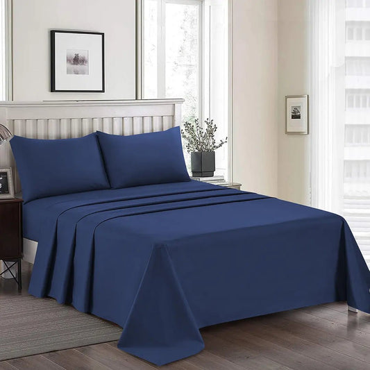3 Pcs King Size Easy Care Dyed Bedsheet - Navy